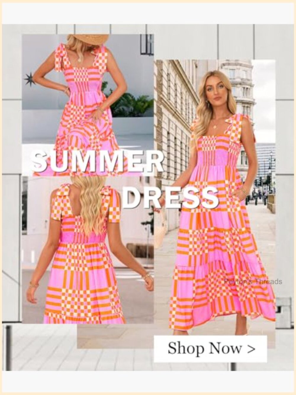 Women's Summer Maxi Dress Boho Spaghetti Straps Casual Long A-line Smocked - Picture 5 of 5